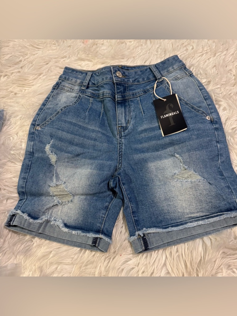 Flamingals distressed denim shorts size S FG7-6